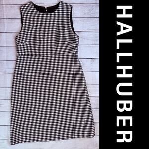 HALLHUBER Houndstooth Black & White Mod Short Sheath Dress Size EU 36 = Small